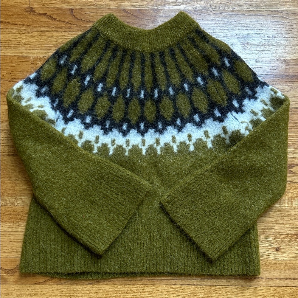 Banana Republic Olive and Black Patterned Sweater